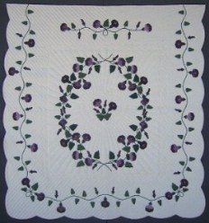 Custom Amish Quilts - Morning Glory Applique Purple Lavendar

