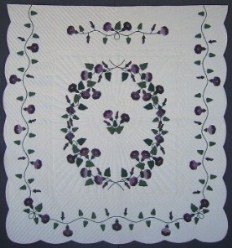 Custom Amish Quilts - Morning Glory Applique Purple Lavendar
