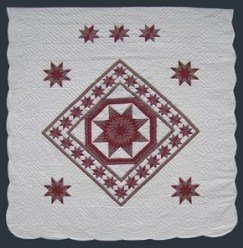 Custom Amish Quilts - Red Star in Star Patchwork
