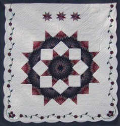 Custom Amish Quilts - Broken Lone Star Flower Applique Border