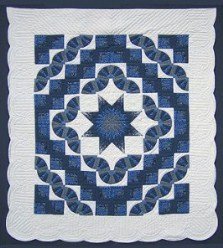 Custom Amish Quilts - Lone Star in Log Cabin Fan Patchwork