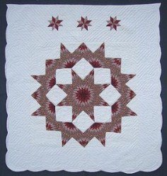 Custom Amish Quilts - Red Broken Lone Star in Star Patchwork
