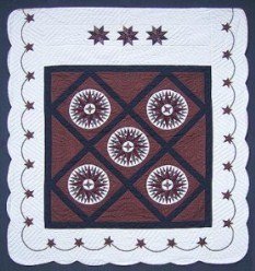 Custom Amish Quilts - Mini Compass Mariners Star Burgundy Navy Patchwork
