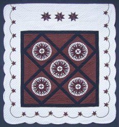 Custom Amish Quilts - Mini Compass Mariners Star Burgundy Navy Patchwork
