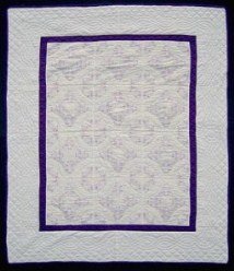 Custom Amish Quilts - Purple Embroidered Flowers Cross Stitch