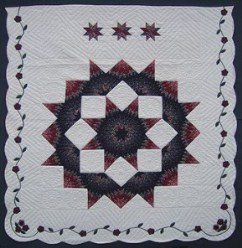 Custom Amish Quilts - Broken Lone Star Border Red Blue