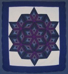 Custom Amish Quilts - Completed Fan Star Purple Navy