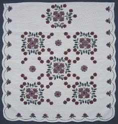 Custom Amish Quilts - Whig Windy Rose Applique Border Burgundy