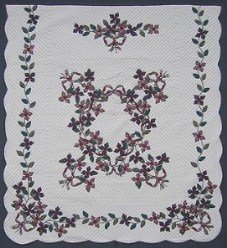 Custom Amish Quilts - Country Ribbon Flower Bouquet Border Applique