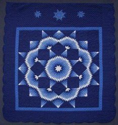 Custom Amish Quilts - Blue Broken Radiating Star