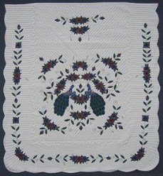 Custom Amish Quilts - Peacock Flower Garden Applique Border