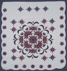 Custom Amish Quilts - Exploding Mariners Compass Star Border Patchwork
