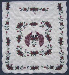 Custom Amish Quilts - Burgundy Peacock Applique