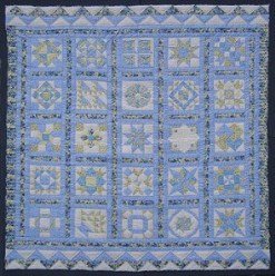 Custom Amish Quilts - Blue Sampler Patchwork