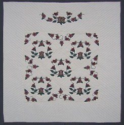 Custom Amish Quilts - Christmas Rose Burgundy Green Applique