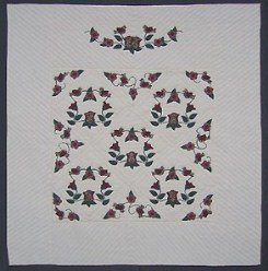 Custom Amish Quilts - Christmas Rose Burgundy Green Applique