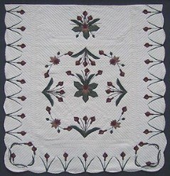 Custom Amish Quilts - Water Lily Border Applique Burgundy Green