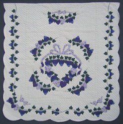 Custom Amish Quilts - Gallery Grapes Blue Purple Applique