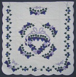 Custom Amish Quilts - Gallery Grapes Blue Purple Applique