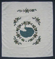 Custom Amish Quilts - Lone Royal Peacock Applique