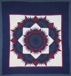 Custom Amish Quilts - Mariners Glowing Star Navy
