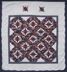 Custom Amish Quilts - Celestial Mariners Patchwork Framed Stars
