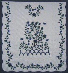 Custom Amish Quilts - Tree of Life Applique Blue Green
