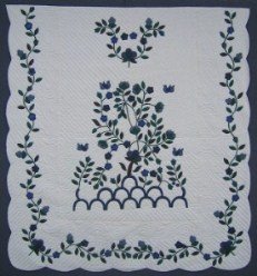 Custom Amish Quilts - Tree of Life Applique Blue Green
