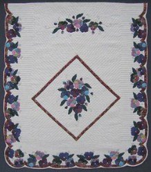 Custom Amish Quilts - Batik Rose Pansy Applique