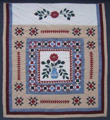Custom Amish Quilts - Patchwork Flower Bouquet Applique Star 