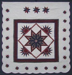 Custom Amish Quilts - Fan Star in Stars Border Burgundy
