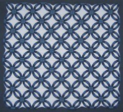 Custom Amish Quilts - Blue Navy White Wedding Ring Patchwork
