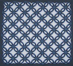 Custom Amish Quilts - Blue Navy White Wedding Ring Patchwork
