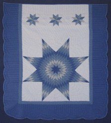 Custom Amish Quilts - Sky Blue Lone Star Patchwork