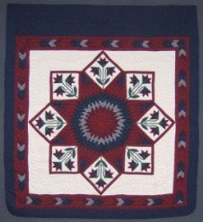 Custom Amish Quilts - Framed Improved Lone Star Patchwork Burgundy