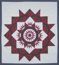 Custom Amish Quilts - Olive Brown Red Burgundy Mariners Compass Star