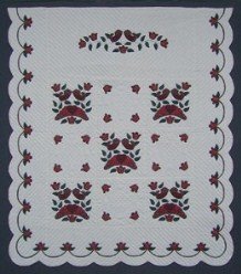 Custom Amish Quilts - Country Bride Burgundy Applique Green