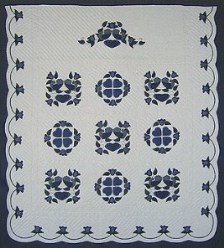 Custom Amish Quilts - Blue Navy Green Country Bride Applique Border
