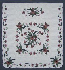 Custom Amish Quilts - Garden Poppy Flower Applique