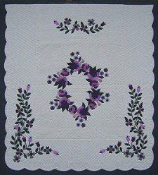 Custom Amish Quilts - Pink Lavendar Roses Flower Border Applique