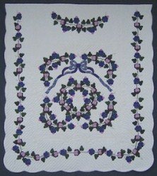 Custom Amish Quilts - Grapes Blue Lavendar Purple Applique Border
