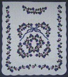 Custom Amish Quilts - Grapes Blue Lavendar Purple Applique Border
