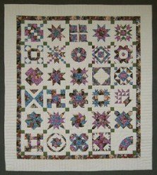 Custom Amish Quilts - Sampler Patchwork Green Rose