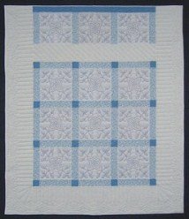 Custom Amish Quilts - Blue White Snowflake Hand Embroidered
