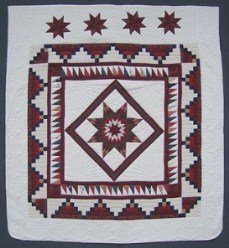 Custom Amish Quilts - Burgundy Patchwork Framed Lonestar