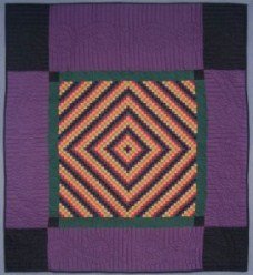 Custom Amish Quilts - PA Amish Dutch Trip Around World Purple Green