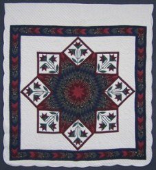 Custom Amish Quilts - Jacobs Lily Lone Star Burgundy Green Patchwork