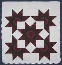 Custom Amish Quilts - Olive Brown Burgundy Lone Star Stars Patchwork