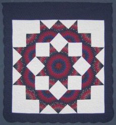Custom Amish Quilts - Broken Lone Star in Star Navy Red