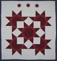 Custom Amish Quilts - Red Merlot Lone Star in Broken Stars Patchwork